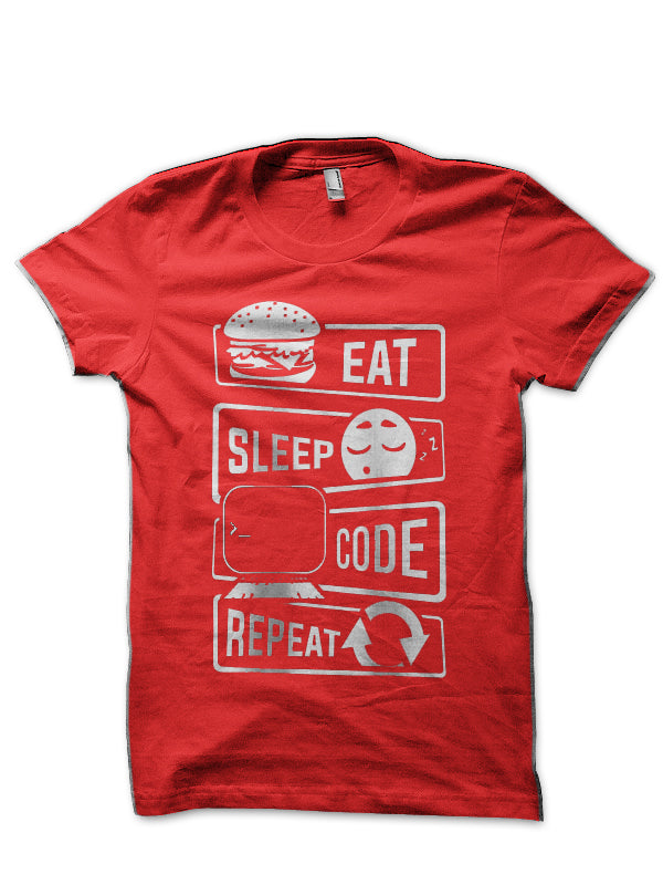 Eat Sleep Code Repeat Red T-Shirt
