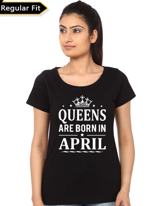Queen Are Born In April Black Girlâ€™s T-Shirt
