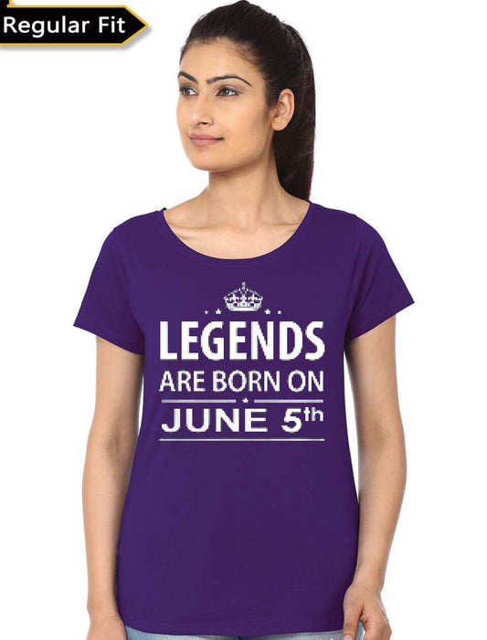 Legends Are Born On June 5th Purple Girlâ€™s T-Shirt