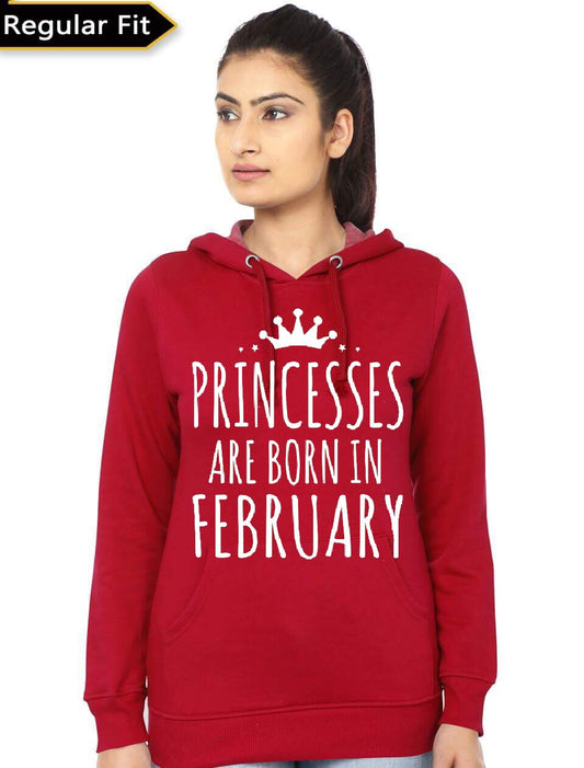 Princesses Are Born In February Red Girlâ€™s Hoodie