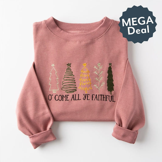 Embroidered O Come All Ye Faithful Sweatshirt