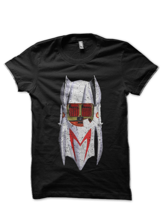 Mach 5 Car Top â€“ Vintage Retro DistressedSpeed Racer â€“ Black T-Shirt