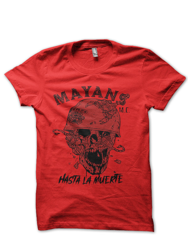 Hasta La Muerte Mayans Red Half Sleeve T-Shirt