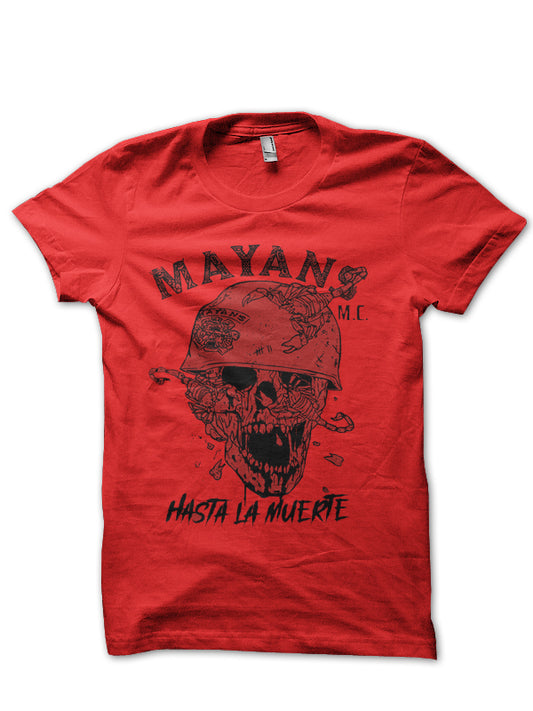Hasta La Muerte Mayans Red Half Sleeve T-Shirt