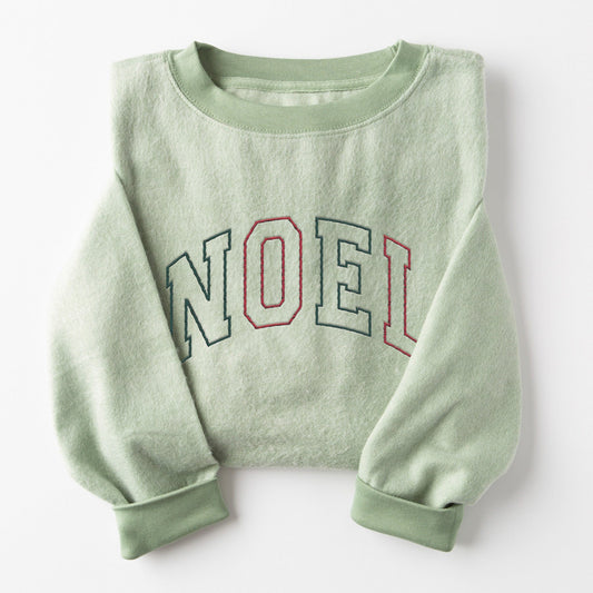 Embroidered Noel Varsity Fuzzy Sweatshirt - 10