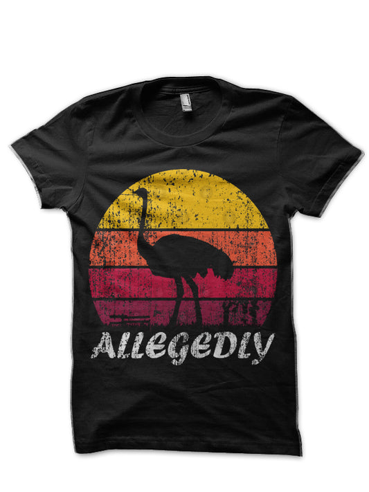 Retro Vintage Allegedly Ostrich Black T-Shirt