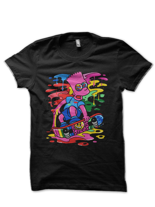 Trippin Skating Bart-The Simpsons Black T-Shirt