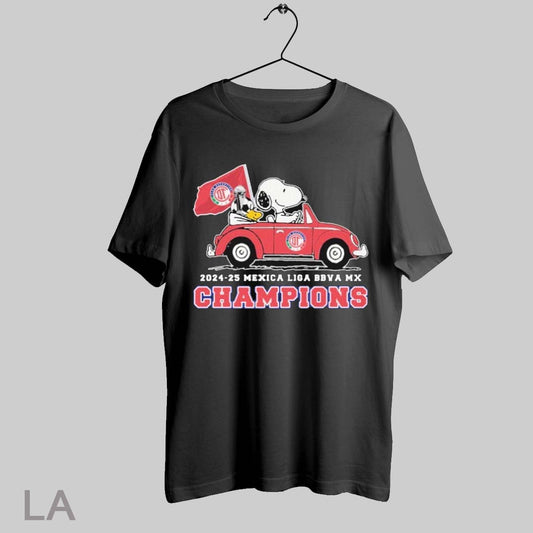 Top Deportivo Toluca Snoopy And Woodstock Driving Car 2024 2025 Mexica Liga Bbva Mx Champions T Shirt Sweatshirt Hoodie Shirt