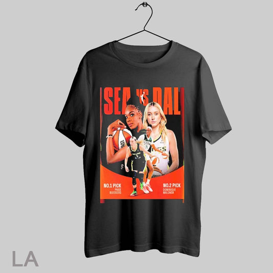 Top Wnba 2025 Seattle Storm Vs Dallas Wings No1 And No2 Overall Pick Paige Bueckers Vs Dominique Malonga T Shirt Sweatshirt Hoodie Shirt
