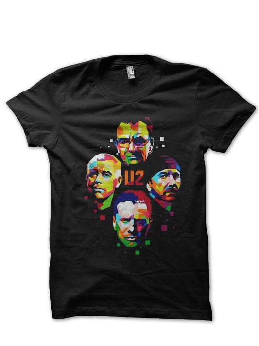 U2 Black Half Sleeve T-Shirt Style002