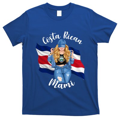 Blonde Costa Rican Mami Flag Emblem Costa Rico Queen Mom Cool Gift T-Shirt