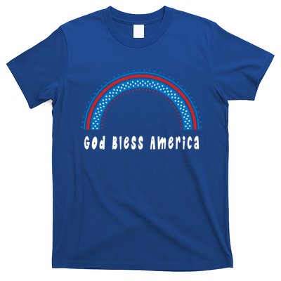 Cute God Bless America Patriotic Red White Blue Rainbow Gift T-Shirt
