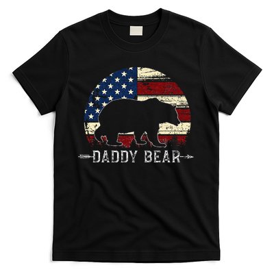 Daddy Bear American Flag 4th Of July Fathers Day T-Shirt