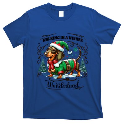Dachshund Christmas Walking In A Wiener Wonderland Cute Dog Gift T-Shirt