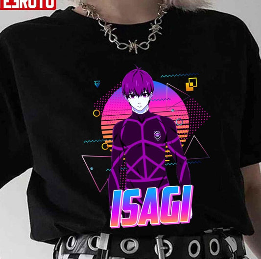 Neon Isagi Yoichi Retro Art Blue Lock Unisex T-Shirt