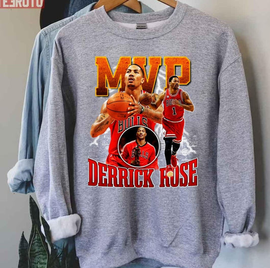 Mvp Chicago Basketball Derrick Rose Signature Vintage Retro 80s 90s Bootleg Sweatshirt