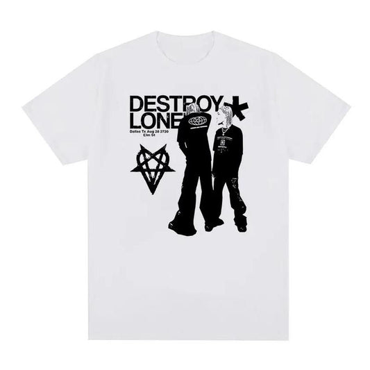 Rapper Playboi Carti Destroy Lonely Graphic T-Shirt Men's Fashion Harajuku Retro T Shirts Hip Hop Gothic Clothing Oversized Tees