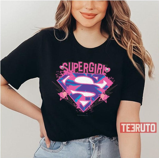 Pink And Purple Grunge Logo Supergirl Unisex T-Shirt