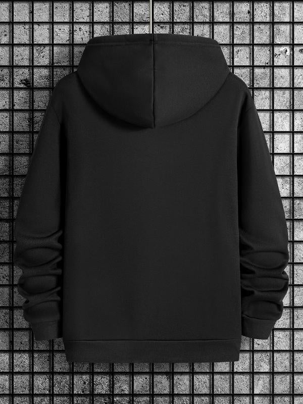 Men's Letter Print Drop Shoulder Essentials Hoodie for Spring & Fall, Drawstring Pocket Sweatshirt, Vintage 2000s Menswear Clothing, Street WearÂ 