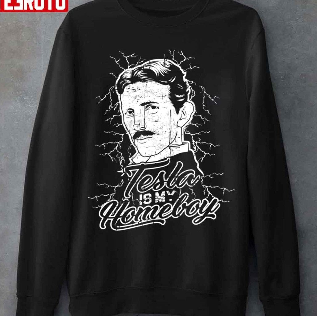 Nicola Tesla Is My Home Boy White Art Unisex Hoodie