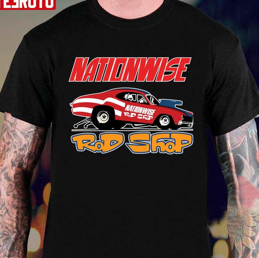 Nationwise Rod Shop Speed Shop 1970s Retro Unisex T-shirt