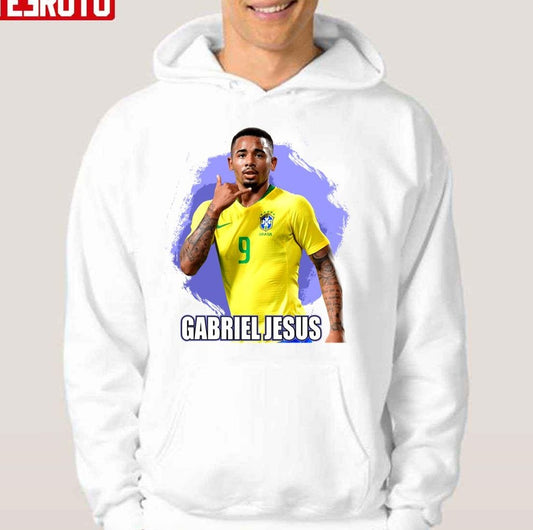 Out I March With Bat And Pad Gabriel Jesus Brazil Football Unisex Hoodie