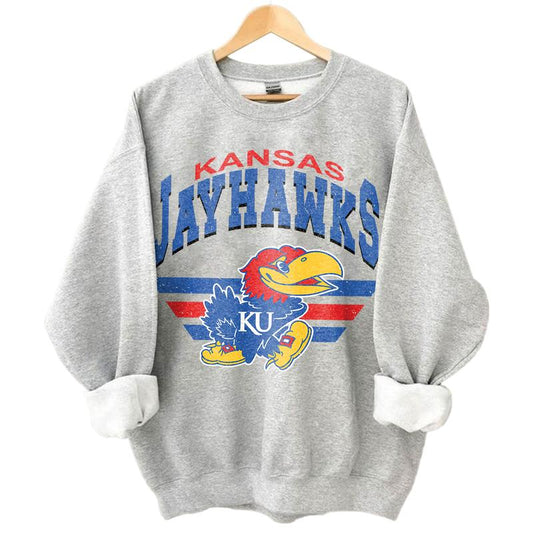 Kansas Jayhawks Vintage NCAA Sweatshirt, University Football Shirt, Classic Gift for Fans, Cotton T-Shirt, Unisex Wear, Hoodie Collection, Style