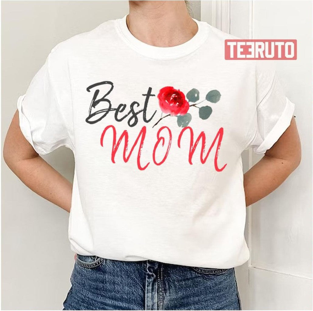 Best Mom Red Rose Watercolor Mother's Day Unisex T-Shirt