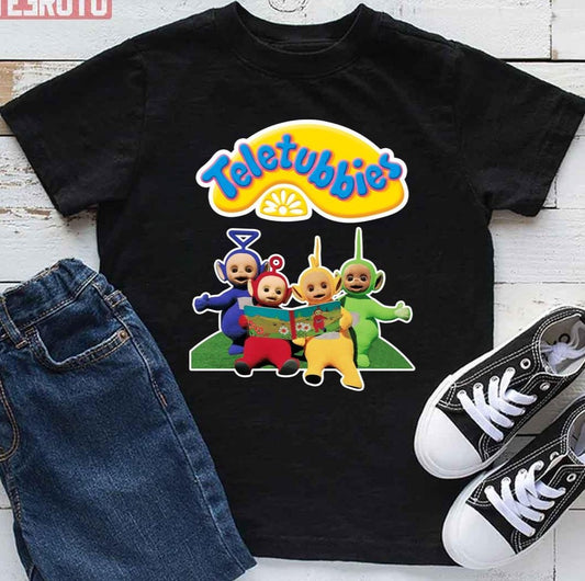 Sitting And Reading On Grass Teletubbies Unisex T-Shirt