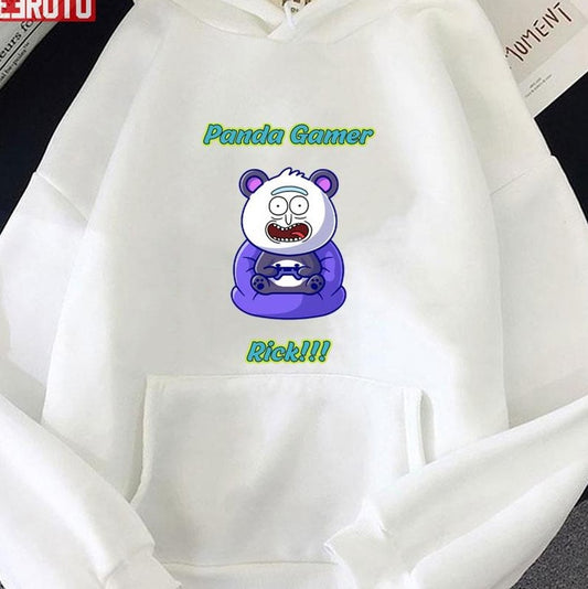 Panda Gamer Rick Funny Cartoon Memes Rick And Morty Unisex Hoodie