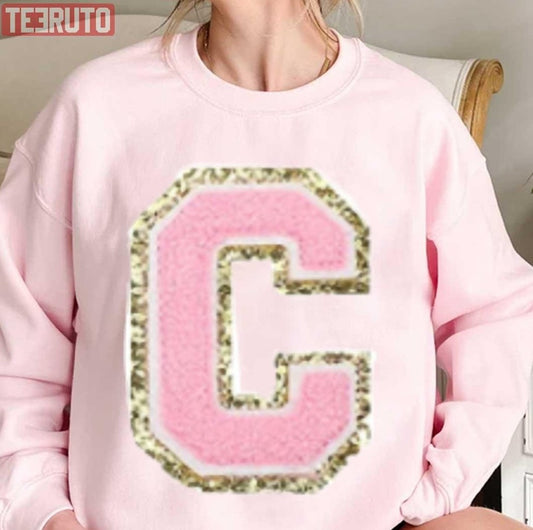 Preppy Pink Varsity Letter C Unisex Sweatshirt