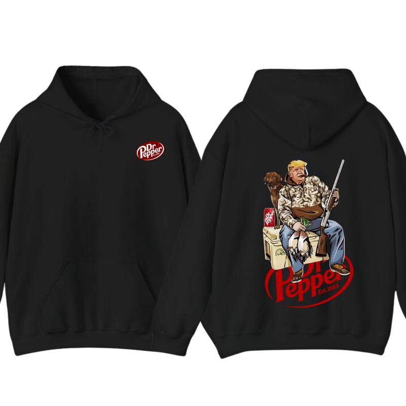 Hunter Trummm With Dr Pepper 2 Siders Hoodie, Camo Hunter Trumm Hoodie, Hunting Dog Hoodie, Election 2024 Gift, Hunting Season, Dr Pepper Hoodie, All Colors Hoodie for Men and Women