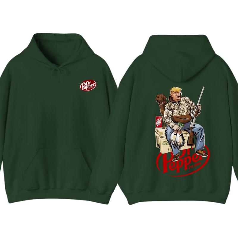 Hunter Trummm With Dr Pepper 2 Siders Hoodie, Camo Hunter Trumm Hoodie, Hunting Dog Hoodie, Election 2024 Gift, Hunting Season, Dr Pepper Hoodie, All Colors Hoodie for Men and Women