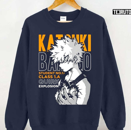 Quirk Explosion Bakugo Katsuki Mha Retro Unisex Sweatshirt
