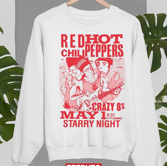 Starry Night Concert 1980 Red Hot Chili Peppers Crazy 8s Unisex Sweatshirt