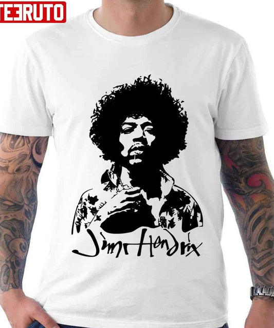 Rock Song Jimi Hendrix Art Black And White Unisex T-Shirt