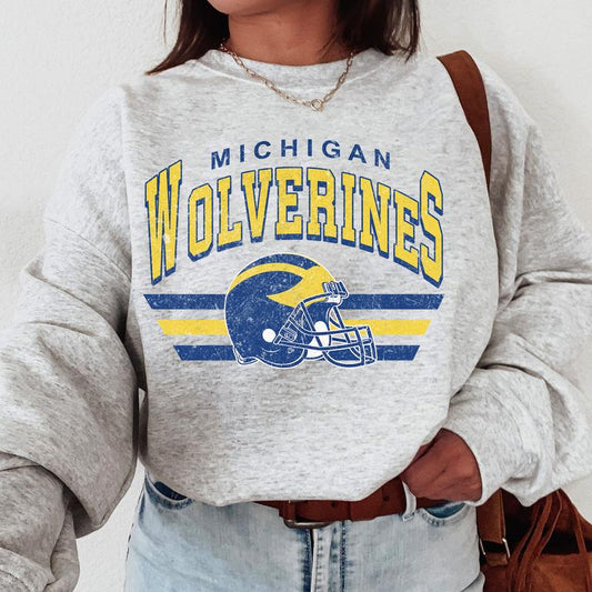 Michigan Wolverines Vintage Football NCAA Sweatshirt, Vintage The University Of Michigan Sweatshirt, Unisex Vintage Sweatshirt NCAA, Classic Sport Swe