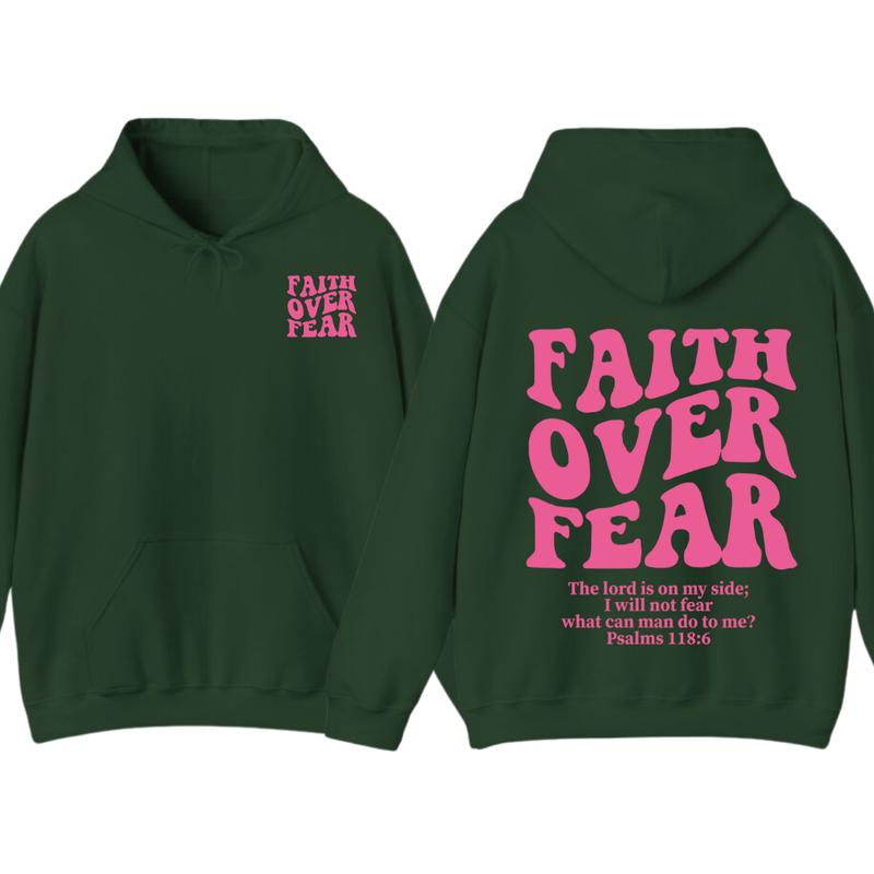 Faith Over Fear Christian Hoodie Bible Verse, Jesus Hoodie, Church hoodie, unisex