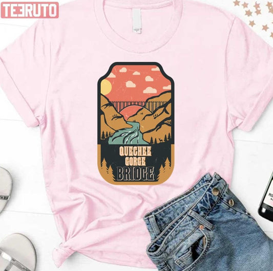 Quechee Gorge Bridge Retro Design Unisex T-Shirt