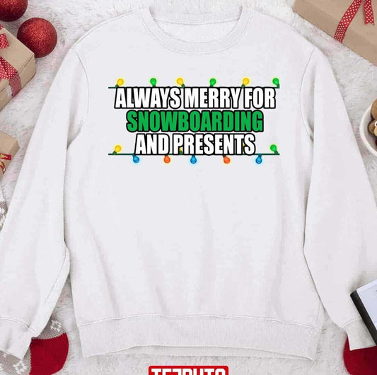 Snowboarding Christmas Colored Lights Unisex Sweatshirt