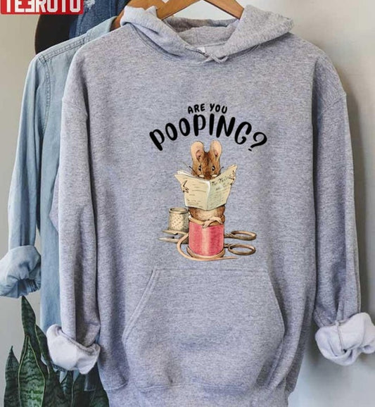 Mouse Print Are You Pooping Bathroom Mouse Watercolor Unisex Hoodie