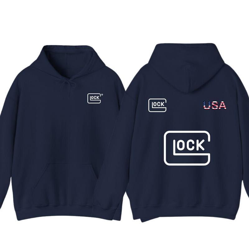 Glock Hoodie with USA Flag Design for Men, Classic Fit - Classic