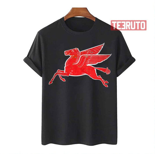 Red Pegasus Distressed Version Facing Left Unisex T-Shirt