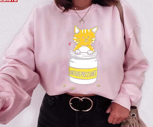 Antidepressant Depressive Anxiety Pills Cat Cute Kitte Unisex Sweatshirt