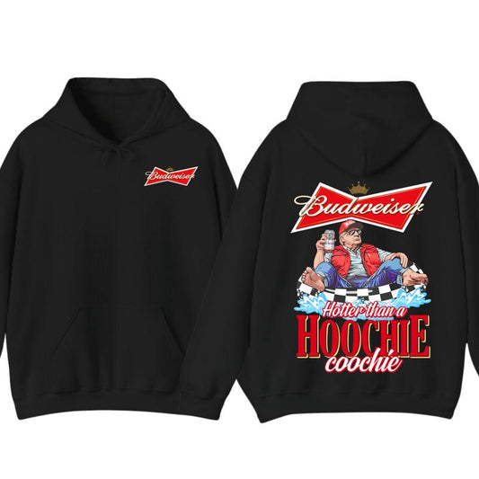 Budweiserr, Beer, Budweiser Hotter than a Hoochie Coochie Beer 2 Sides Hoodie, For Men, For Women
