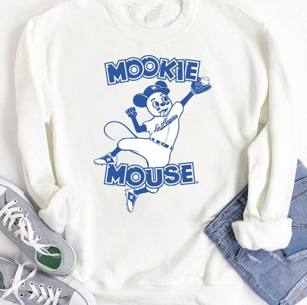Mookie Mouse Fly Catch Baseball Blue Dodgers Baseball Unisex Hoodie