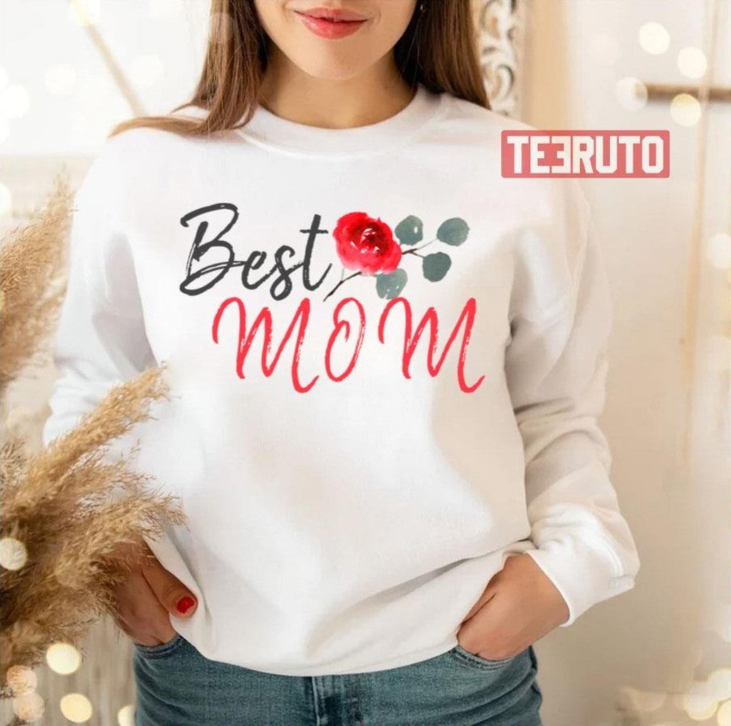 Best Mom Red Rose Watercolor Mother's Day Unisex T-Shirt