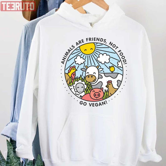 Animals Are Friends Not Food Go Vegan Unisex Hoodie