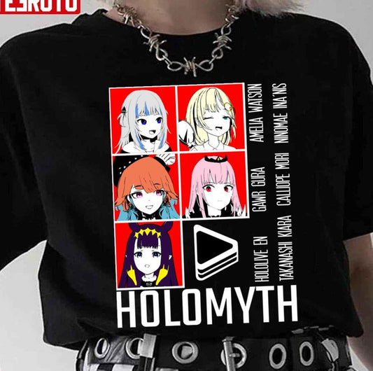 Red Panel Hololive En Holomyth Unisex T-Shirt