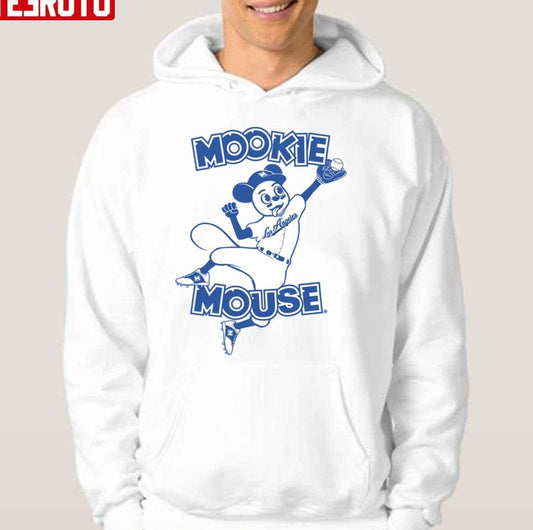 Mookie Mouse Fly Catch Baseball Blue Dodgers Baseball Unisex Hoodie
